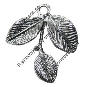 Pendant/Charm, Zinc Alloy Jewelry Findings, Lead-free, Leaf 24x27mm, Sold by Bag