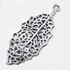 Pendant/Charm, Zinc Alloy Jewelry Findings, Lead-free, Leaf 16x40mm, Sold by Bag
