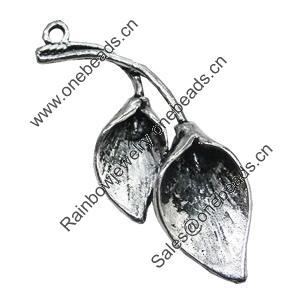 Pendant/Charm, Zinc Alloy Jewelry Findings, Lead-free, Leaf 15x36mm, Sold by Bag