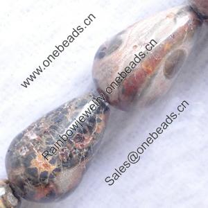 Gemstone beads, leopaed skin, teardrop, 8x12mm, Sold per 16-inch Strand