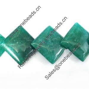 Gemstone beads, malai jade, corner drilled square, 16x16mm, Sold per 16-inch Strand 