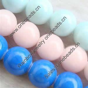 Gemstone beads, mashan jade(dye), Mix color, round, 16mm, Sold per 16-inch Strand