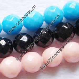 Gemstone beads, mashan jade(dyed), Mix color, faceted round, 18mm, Sold per 16-inch Strand 