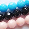 Gemstone beads, mashan jade(dyed), Mix color, faceted round, 14mm, Sold per 16-inch Strand 