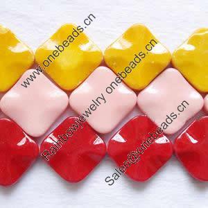 Gemstone beads, mashan jade(dyed), Mix color, wave corner drilled square, 30x30x6mm, Sold per 16-inch Strand 