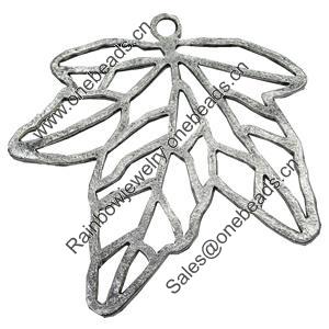 Pendant/Charm, Zinc Alloy Jewelry Findings, Lead-free, Leaf 65x68mm, Sold by Bag