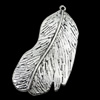 Pendant/Charm, Zinc Alloy Jewelry Findings, Lead-free, Leaf 62x32mm, Sold by Bag