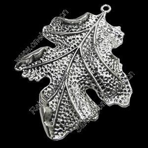 Pendant/Charm, Zinc Alloy Jewelry Findings, Lead-free, Leaf 51x59mm, Sold by Bag