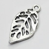 Pendant/Charm, Zinc Alloy Jewelry Findings, Lead-free, Leaf 12x22mm, Sold by Bag