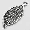 Pendant/Charm, Zinc Alloy Jewelry Findings, Lead-free, Leaf 11x26mm, Sold by Bag