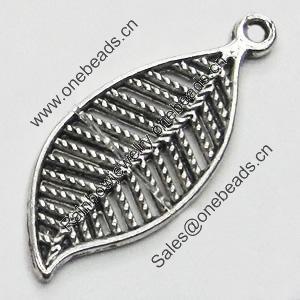 Pendant/Charm, Zinc Alloy Jewelry Findings, Lead-free, Leaf 11x26mm, Sold by Bag