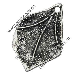 Pendant/Charm, Zinc Alloy Jewelry Findings, Lead-free, Leaf 15x21mm, Sold by Bag
