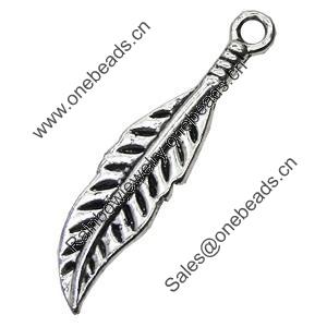 Pendant/Charm, Zinc Alloy Jewelry Findings, Lead-free, Leaf 7x30mm, Sold by Bag