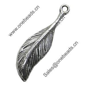 Pendant/Charm, Zinc Alloy Jewelry Findings, Lead-free, Leaf 8x28mm, Sold by Bag