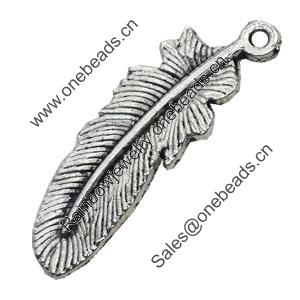 Pendant/Charm, Zinc Alloy Jewelry Findings, Lead-free, Leaf 9x30mm, Sold by Bag