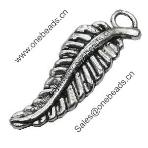 Pendant/Charm, Zinc Alloy Jewelry Findings, Lead-free, Leaf 10x30mm, Sold by Bag