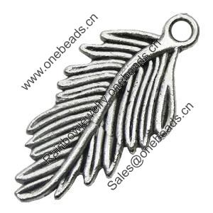 Pendant/Charm, Zinc Alloy Jewelry Findings, Lead-free, Leaf 15x29mm, Sold by Bag