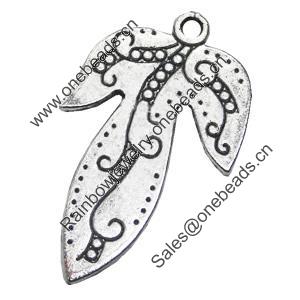 Pendant/Charm, Zinc Alloy Jewelry Findings, Lead-free, Leaf 17x29mm, Sold by Bag