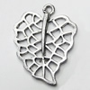 Pendant/Charm, Zinc Alloy Jewelry Findings, Lead-free, Leaf 19x35mm, Sold by Bag