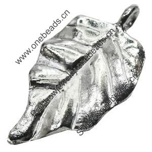 Pendant/Charm, Zinc Alloy Jewelry Findings, Lead-free, Leaf 16x30mm, Sold by Bag