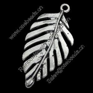 Pendant/Charm, Zinc Alloy Jewelry Findings, Lead-free, Leaf 24x45mm, Sold by Bag
