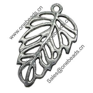Pendant/Charm, Zinc Alloy Jewelry Findings, Lead-free, Leaf 23x40mm, Sold by Bag