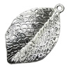 Pendant/Charm, Zinc Alloy Jewelry Findings, Lead-free, Leaf 18x32mm, Sold by Bag