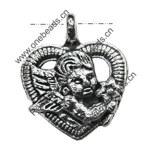 Pendant/Charm, Zinc Alloy Jewelry Findings, Lead-free, Heart 16x16mm, Sold by Bag
