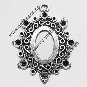 Zinc Alloy Pendant settings without cameos, Lead-free, 38x43mm,Interior diameter:16x22mm, Sold by PC