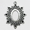 Zinc Alloy Pendant settings without cameos, Lead-free, 38x43mm,Interior diameter:16x22mm, Sold by PC