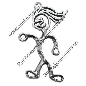 Pendant/Charm, Zinc Alloy Jewelry Findings, Lead-free, Gril 40x26mm, Sold by Bag