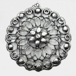 Pendant/Charm, Zinc Alloy Jewelry Findings, Lead-free, Flower 52x52mm, Sold by Bag
