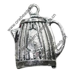 Pendant/Charm, Zinc Alloy Jewelry Findings, Lead-free, Teapot 21x20mm, Sold by Bag