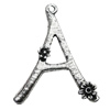 Pendant/Charm, Zinc Alloy Jewelry Findings, Lead-free, Letter 33x25mm, Sold by Bag