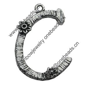 Pendant/Charm, Zinc Alloy Jewelry Findings, Lead-free, Letter 33x25mm, Sold by Bag