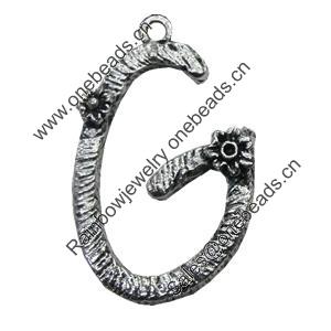 Pendant/Charm, Zinc Alloy Jewelry Findings, Lead-free, Letter 33x25mm, Sold by Bag