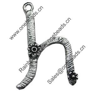 Pendant/Charm, Zinc Alloy Jewelry Findings, Lead-free, Letter 33x25mm, Sold by Bag