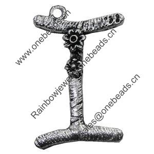 Pendant/Charm, Zinc Alloy Jewelry Findings, Lead-free, Letter 33x25mm, Sold by Bag