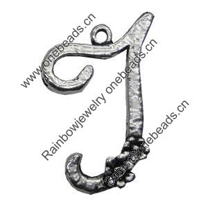 Pendant/Charm, Zinc Alloy Jewelry Findings, Lead-free, Letter 33x25mm, Sold by Bag