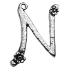 Pendant/Charm, Zinc Alloy Jewelry Findings, Lead-free, Letter 33x25mm, Sold by Bag