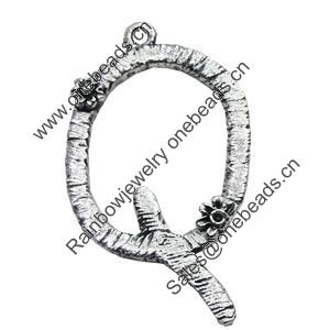 Pendant/Charm, Zinc Alloy Jewelry Findings, Lead-free, Letter 33x25mm, Sold by Bag