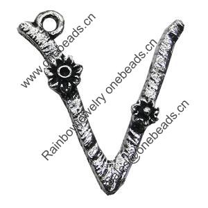 Pendant/Charm, Zinc Alloy Jewelry Findings, Lead-free, Letter 33x25mm, Sold by Bag