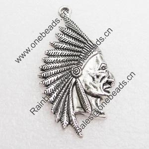 Pendant/Charm, Zinc Alloy Jewelry Findings, Lead-free, 29x52mm, Sold by Bag