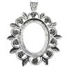 Zinc Alloy Pendant settings without cameos, Lead-free, Interior diameter:38x29mm, Sold by PC