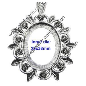 Zinc Alloy Pendant settings without cameos, Lead-free, Interior diameter:38x29mm, Sold by PC