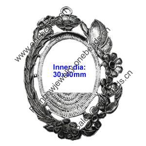 Zinc Alloy Pendant settings without cameos, Lead-free, Interior diameter:29x39mm, Sold by PC
