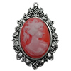 Zinc Alloy Pendant settings without cameos, Lead-free, Interior diameter:27x36mm, Sold by PC