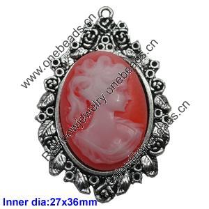 Zinc Alloy Pendant settings without cameos, Lead-free, Interior diameter:27x36mm, Sold by PC