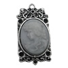 Zinc Alloy Pendant settings without cameos, Lead-free, Interior diameter:24x30mm, Sold by PC