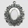 Zinc Alloy Pendant settings without cameos, Lead-free, Interior diameter:22x28mm, Sold by PC